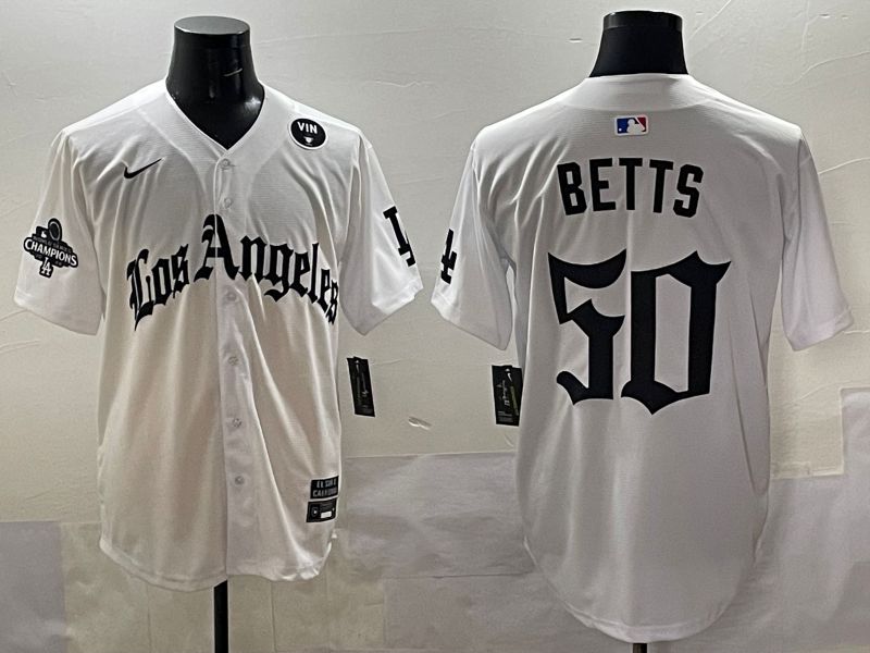 Men 2025 Los Angeles Dodgers #50 Betts White Five generations Joint Name Nike MLB Jersey style 5187->los angeles dodgers->MLB Jersey